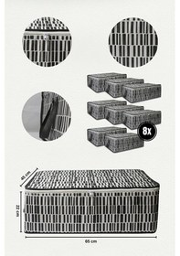 Resim Adarya Home 8'li Çekyat Baza Tipi Yastık Kıyafet Saklama Hurcu - Baza Altı Düzenleyici Hurç Zebra Desen Antrasi 