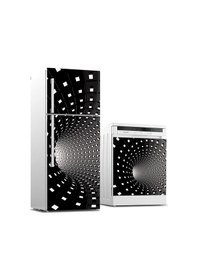 Resim Buzdolabı Ve Bulaşık Makinası Beyaz Eşya Sticker Kaplama 3d Tünel Kareler 