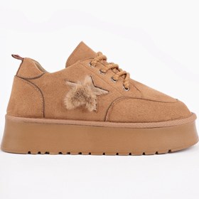 Resim Muggo KOZMOS Kalın Taban Bağcıklı Yıldız Detaylı Kadın Kışlık Sneaker Spor Ayakkabı 