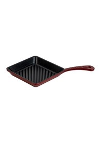 Resim Lava Döküm Mini Kare Izgara Tava Döküm Demir Yekpare Saplı Ölçü 16x16cm.-bordo Bordo 