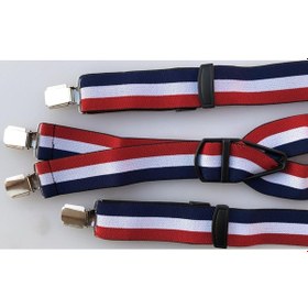 Resim Kırmızı Beyaz Lacivert Pantolon Askısı Dört Klipsli Beyaz Kırmızı 