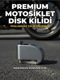 Resim Alarmlı Disk Kilidi 110 Db Sesli Uyarı, Su Geçirmez Motosiklet&bisiklet Disk Fren Kilidi, Krom 