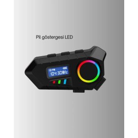 Resim 500MAH Bataryalı Bluetooth 5.4 Interkom LED Ekranlı Fm Destekli ( Lisinya ) 