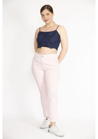 Resim Şans Kadın Pembe Büyük Beden 5 Cepli Likralı Gabardin Kumaş Pantolon-pembe Pembe 