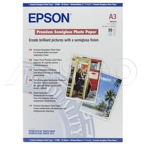 Resim Epson A3 251Gram 20'li Premium Semigloss Fotoğraf Kağıdı S041334 