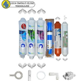 Resim Pemax Water Solutions Kapalı Kasa Su Arıtma Cihazlarına Uygun Sertifikalı 6'lı Vontron 4000 TDS Mebran Purefer Tat Set 
