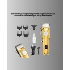 Resim Güçlü Motorlu LCD Ekranlı Şarjlı Tıraş ve Şekillendirme Makinesi 