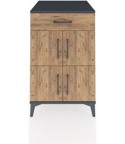 Resim Kronos Komodin Tek Raflı Tek Çekmeceli 4 Kapaklı 60x59x96 Antrasit-çam Antrasit 