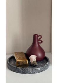 Resim Bollos Dark - Siyah Mermer Yuvarlak Tepsi / Sunumluk 