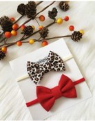 Resim Derinkids Leopar Kırmızı Fiyonk 2 Li Kız Çocuk Bandana Seti 