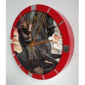 Resim Büyük Aşk Ofis Salon Duvar Saati Kırmızı Metal Çerçeve 36 cm 