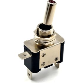 Resim Toggle Switch 1-0 Kırmızı Ledli Metal Anahtar 3 Pin 12V Toggle Switch 