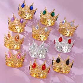 Resim Küçük Yuvarlak Taç Doğum Günü Çiçek Süsü Alaşımlı Taşlı Taç Süs Aksesuarı 6 Su Damlası ile, 4.19X6.5cm Küçük Taç Süsü, Figür, Ev Dekorasyonu İçin Süs, Minyatür Eşya, Heykel, Ev Dekorasyonu Eşyası, Noel Süsü Yeni Ürünler 