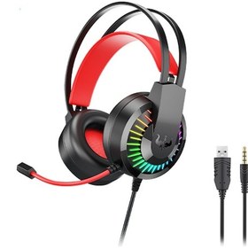 Resim Skycity Ovleng Gt68 Işık Efektli Oyun Kulaklığı - Mikrofonlu, 3.5mm Ve Usb Bağlantılı, Kırmızı 