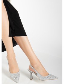 Resim Suins Brenda Kadın Taş İşlemeli Topuklu Abiye Ayakkabı Gümüş 