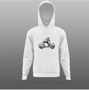 Resim Vespa Beyaz Sweatshirt Modeli 