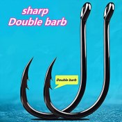 Resim 50 Çift Barbed Yüksek Kaliteli Balık saç tokası, Yüksek Karbon Çeliği ile Yapılmıştır, saç tokası Ucu Üzerindeki İki Barb, Balık Çıkarma ve Kaçma Olasılığını Büyük Oranda Azaltır, Keskin, Dayanıklı ve Çeşitli Balıkçılık Teknolojileri için Etkili, Balıkçılık Tutkunları için Harika Bir Hediye 