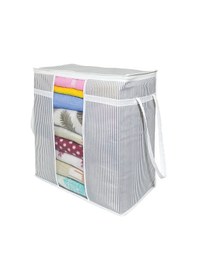 Resim 2 Adet Pencereli Saklama Çantası Çizgili Çok Amaçlı 50x45x30 Cm Gri-beyaz 
