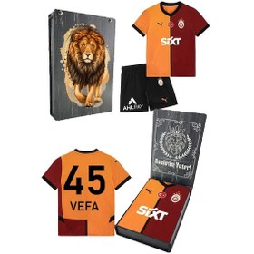 Resim Galatasaray Lisanslı 24-25 5 Yıldızlı Sarı - Kırmızı İsme Özel Çocuk Forma Set Ahşap Kutulu Kırmızı - Sarı 