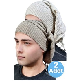 Resim Uniquetrenders 2'li Erkek Kışlık Triko Örgü Bere Ve Boyunluk Taş Rengi-camel Camel - Taş Rengi 