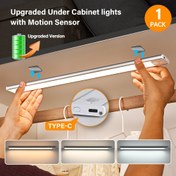 Resim 1 Adet Şarj Edilebilir LED Hareket Sensörlü Dolap Işıkları, USB Şarjlı Pil Işıklar, Koridor ve Mutfak için Basma Düğmeli Anahtarlı Artırılmış Pil Kapasiteli Manyetik Işıklar, 3 Renkli Ev Gece Lambası 