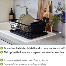 Resim "drip" Bulaşıklık, Bulaşıklık, Lavabonun Yanına Yerleştirmek Için Ideal, Toz Boya Kaplı Metal ve Plastikten Yapılmış, 36 x 15 x 30,3 Cm, Siyah 