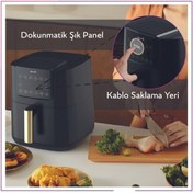 Resim Deerma Air Fryer XXL 7.5 LT Sıcak Hava Fritözü KZ120 Deerma Türkiye Garantili 