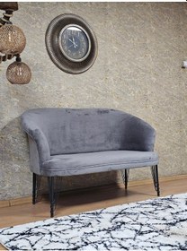 Resim Zafir İkili Teddy Siyah Boyalı Telli Ayak Çay Seti Koltuk İkili Berjer , Balkon, Salon, Ofis Gri 