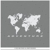 Resim Bay Etiket Cse11 Detayli Kesim Dunya Haritasi Mat Gumus Gri 