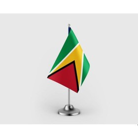 Resim Guyana Devleti Tekli Saten Masa Bayrağı Seti Diğer 