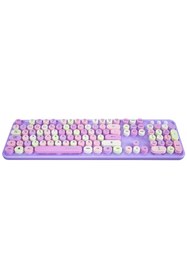 Resim Everest Round Km-6282 Renkli Tuşlu Mor Kablosuz Q Multimedia Klavye Mouse Set 