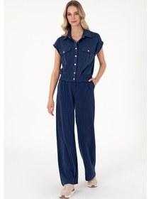 Resim U.S. Polo Assn. Kadın Lacivert Modal Karışımlı Loose Fit Örme Pantolon 50308640-VR033 