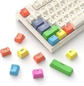 Resim ZIYOU LANG 13 renkli PBT Keycaps seti boya alt ergonomik OEM profil DIY için 61/84/96/104 anahtar TKL 60% Gateron Kailh kutusu kiraz MX çapraz tip anahtarı ANSI mekanik oyun klavyesi (Renk Mix) 