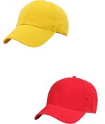 Resim Ritagarcia Unisex Ayarlanabilir Spor Sarı-kırmızı Basic Kep Şapka 2'li Set 