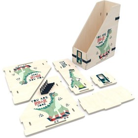 Resim Wodiza Çocuk Ahşap Dosyalık Hayvan Figürlü Dergi Dosyası 12cm X 33cm X 26cm Masaüstü Dosyalık 