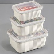 Resim 3'lü Vip Dikdörtgen Mikrodalga Ve Difrize Uygun Saklama Kabı Seti Bej 1x(1750,1050,600 Ml) Vienev