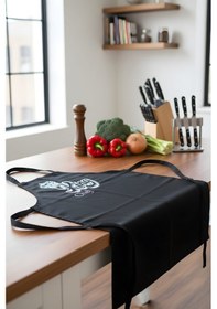 Resim Mutfak Önlüğü King Chef Siyah Renkli 