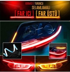 Resim OtoÇizgi Far Üstü Kayar Led Selamlamalı Far Ledi 60 Cm - Kırmızı Turuncu 