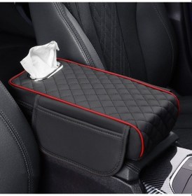 Resim Rogfer Araba Kolçak Kutusu Yükseltici Ped Genişletilmiş İç Doku Kutusu, Renk: Siyah Kırmızı 