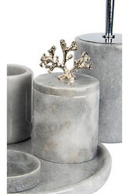 Resim MIARIK DESIGN & DEKORASYON Dekoratif Gri Mermer Pamukluk Gümüş Mercan Detaylı 