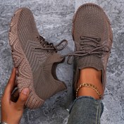 Resim Kadın Soluk Alabilir Koşu Sneakers, Tüm Mevsim Kumaş Üst, Yastıklı Destek, Non-Baskı, MD Taban 