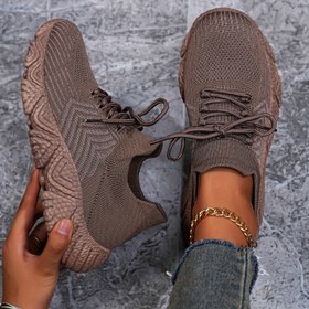 Resim Kadın Soluk Alabilir Koşu Sneakers, Tüm Mevsim Kumaş Üst, Yastıklı Destek, Non-Baskı, MD Taban 