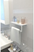 Resim Genel Markalar Havlu Tutacağı, Raf Metal Havlu Askısı Mutfak Banyo Raflı Havluluk, Metal Raflı Havluluk, Beyaz 