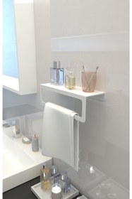 Resim Genel Markalar Havlu Tutacağı, Raf Metal Havlu Askısı Mutfak Banyo Raflı Havluluk, Metal Raflı Havluluk, Beyaz 