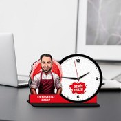 Resim Erkek Kasap Karikatürlü MDF Masa Saati 