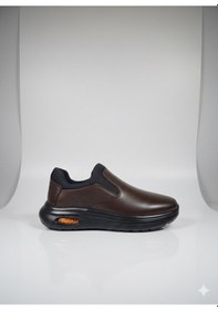 Resim Voyager Streçli Sıkıştırılmış Köpük Taban Ortopedik Deri Erkek Ayakkabı M416 Kahve 