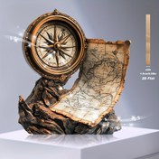 Resim Vintage Deniz Haritası ve Pusula Ahşap Masaüstü Dekoru - 20.07cm x 18.01cm Düz 2D Baskılı Plaket, Ofis veya Çalışma Odası İçin İdeal, Seyahat Sevgilileri İçin Mükemmel Hediye, Sonbahar ve İlkbahar Mevsim Dekoru, Deniz Dekoru 
