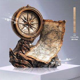 Resim Vintage Deniz Haritası ve Pusula Ahşap Masaüstü Dekoru - 20.07cm x 18.01cm Düz 2D Baskılı Plaket, Ofis veya Çalışma Odası İçin İdeal, Seyahat Sevgilileri İçin Mükemmel Hediye, Sonbahar ve İlkbahar Mevsim Dekoru, Deniz Dekoru 