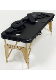 Resim Relax Soft Masaj Masası Katlanır Ahşap Ayaklı Siyah 
