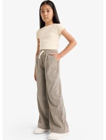 Resim Defacto Kız Çocuk Wide Leg Beli Lastikli Geniş Paça Pantolon F3845a825wngr513 Gri-gr513 